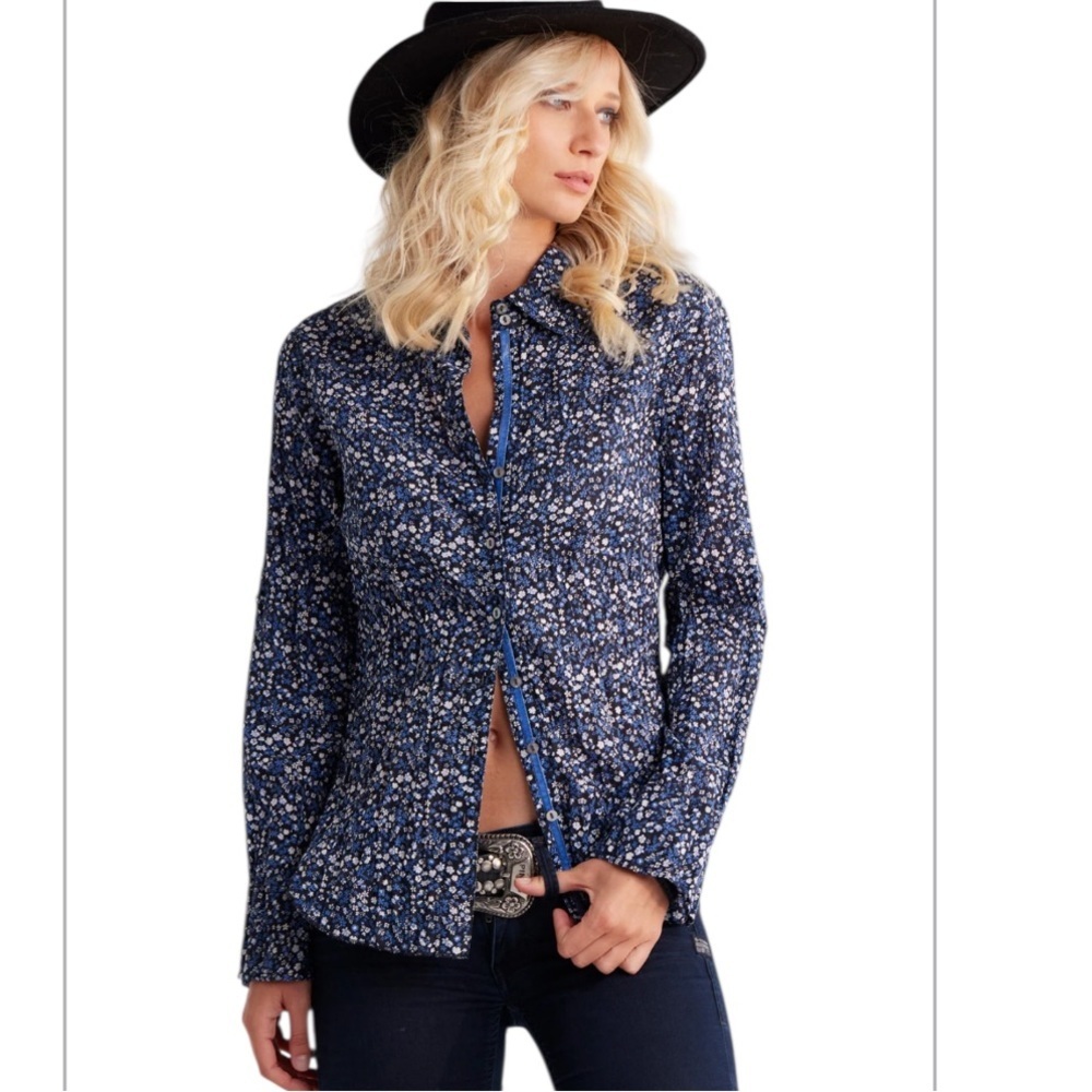 Sundance Cino Vintage Ditsy Floral Button Down Shirt size M